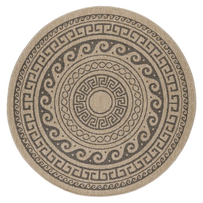 Comilla Rishi teppich indoor/outdoor rund Ø 120cm jute schwarz