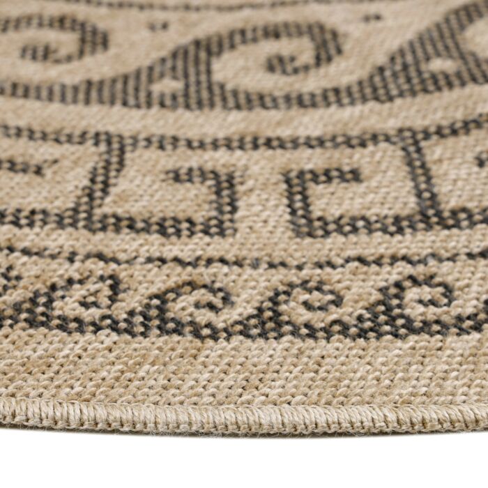 Comilla Rishi teppich indoor/outdoor rund Ø 120cm jute schwarz