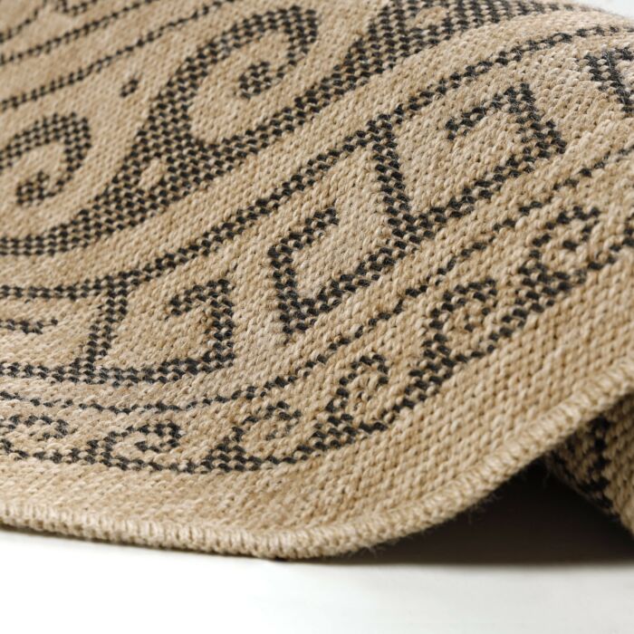 Comilla Rishi teppich indoor/outdoor rund Ø 120cm jute schwarz