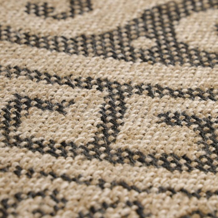 Comilla Rishi teppich indoor/outdoor rund Ø 120cm jute schwarz