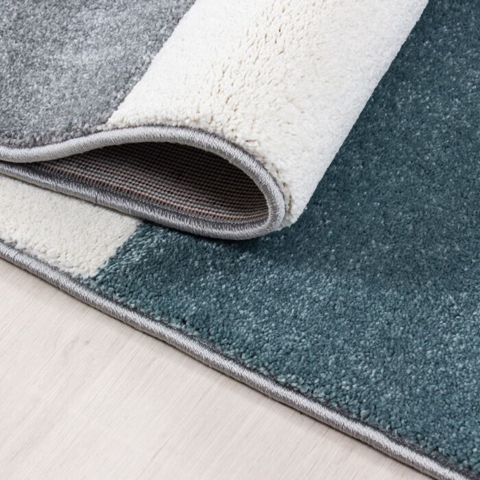 Hawaii Streifen teppich kurzflor rechteckig 120x170cm blau