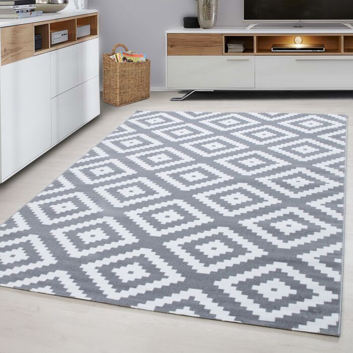 Plus Rhombus teppich kurzflor rechteckig 80x150cm grau