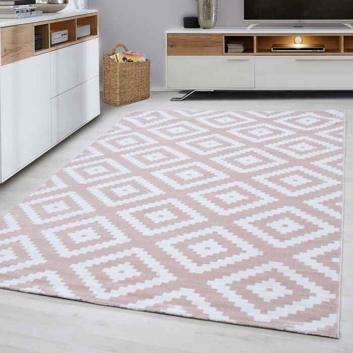 Plus Rhombus teppich kurzflor rechteckig 200x290cm rosa