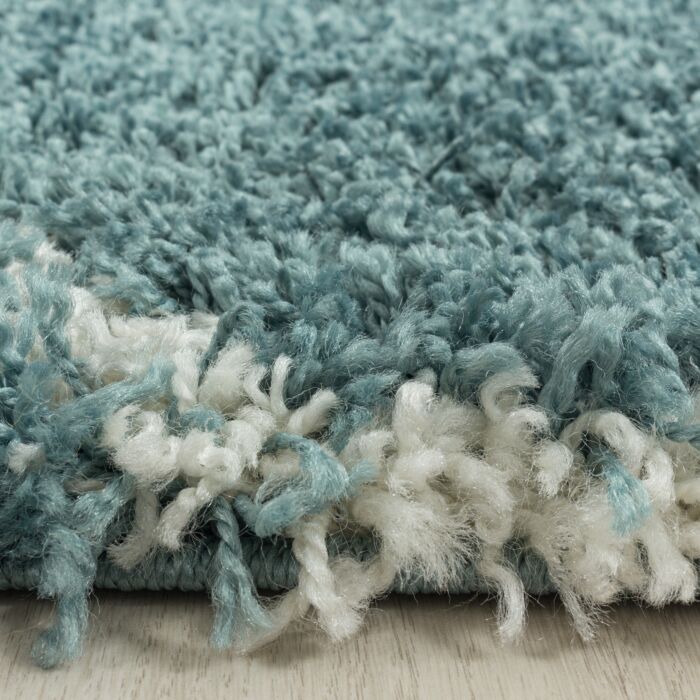 Salsa Shaggy teppich hochflor rund Ø 80cm blau