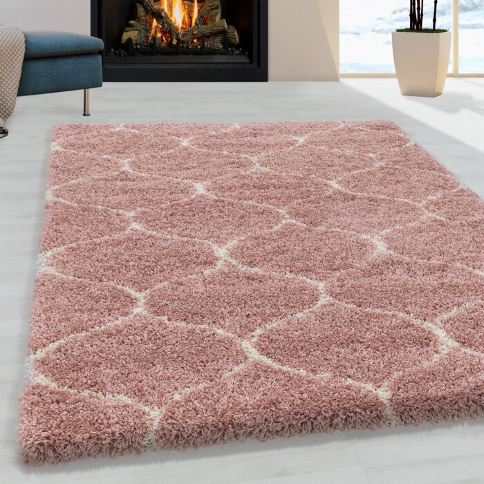 Salsa Shaggy teppich hochflor rechteckig 60x110cm rose
