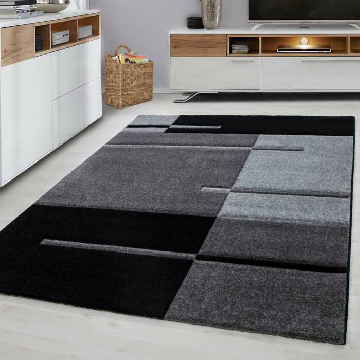 Hawaii Streifen teppich kurzflor rechteckig 160x230cm grau
