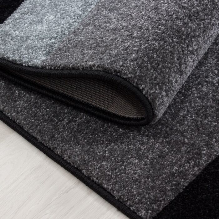 Hawaii Streifen teppich kurzflor rechteckig 160x230cm grau