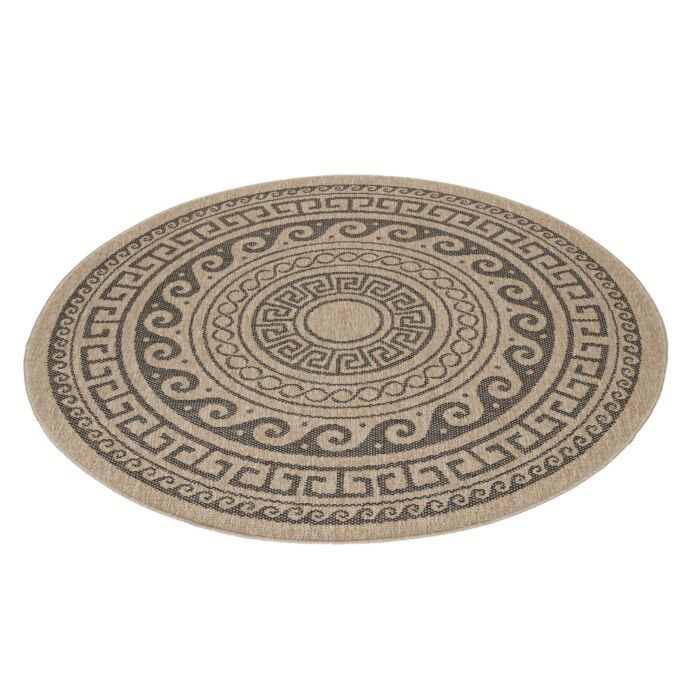 Comilla Rishi teppich indoor/outdoor rund Ø 80cm jute schwarz