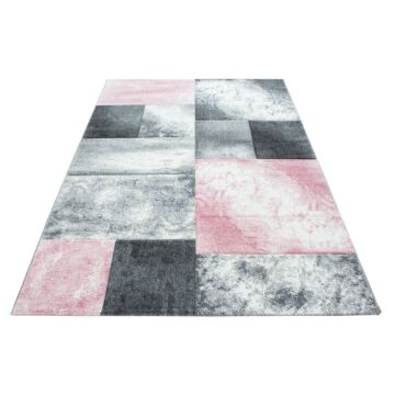 Hawaii Tetris teppich kurzflor rechteckig 80x150cm rosa