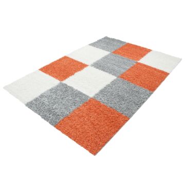 Life Shaggy Block teppich hochflor rechteckig 80x150cm terra
