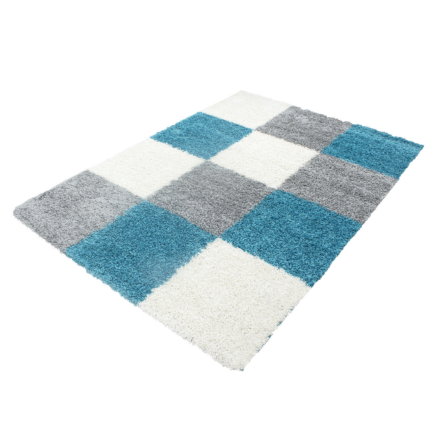 Life Shaggy Block teppich hochflor rechteckig 80x150cm türkis