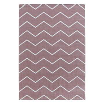 Rio Zigzag teppich hochflor läufer 80x250cm rose