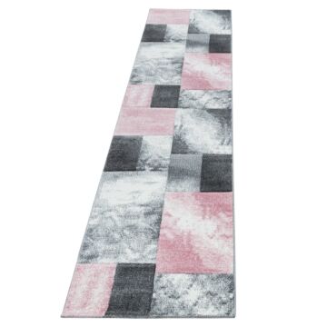 Hawaii Tetris teppich kurzflor läufer 80x300cm rosa