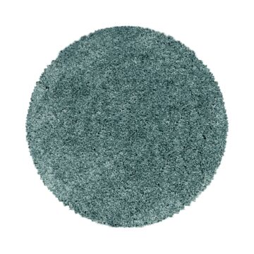 Sydney Shaggy teppich hochflor rund Ø 120cm wasserblau