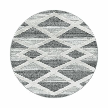 Pisa Trapeze teppich hochflor rund Ø 80cm grau