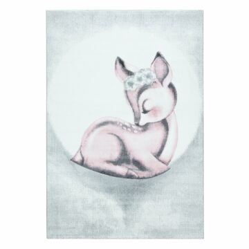 Bambi Reh kinderzimmer teppich kurzflor rechteckig 140x200cm rosa