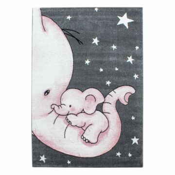 Kids Elefant kinderzimmer teppich kurzflor rechteckig 140x200cm rosa