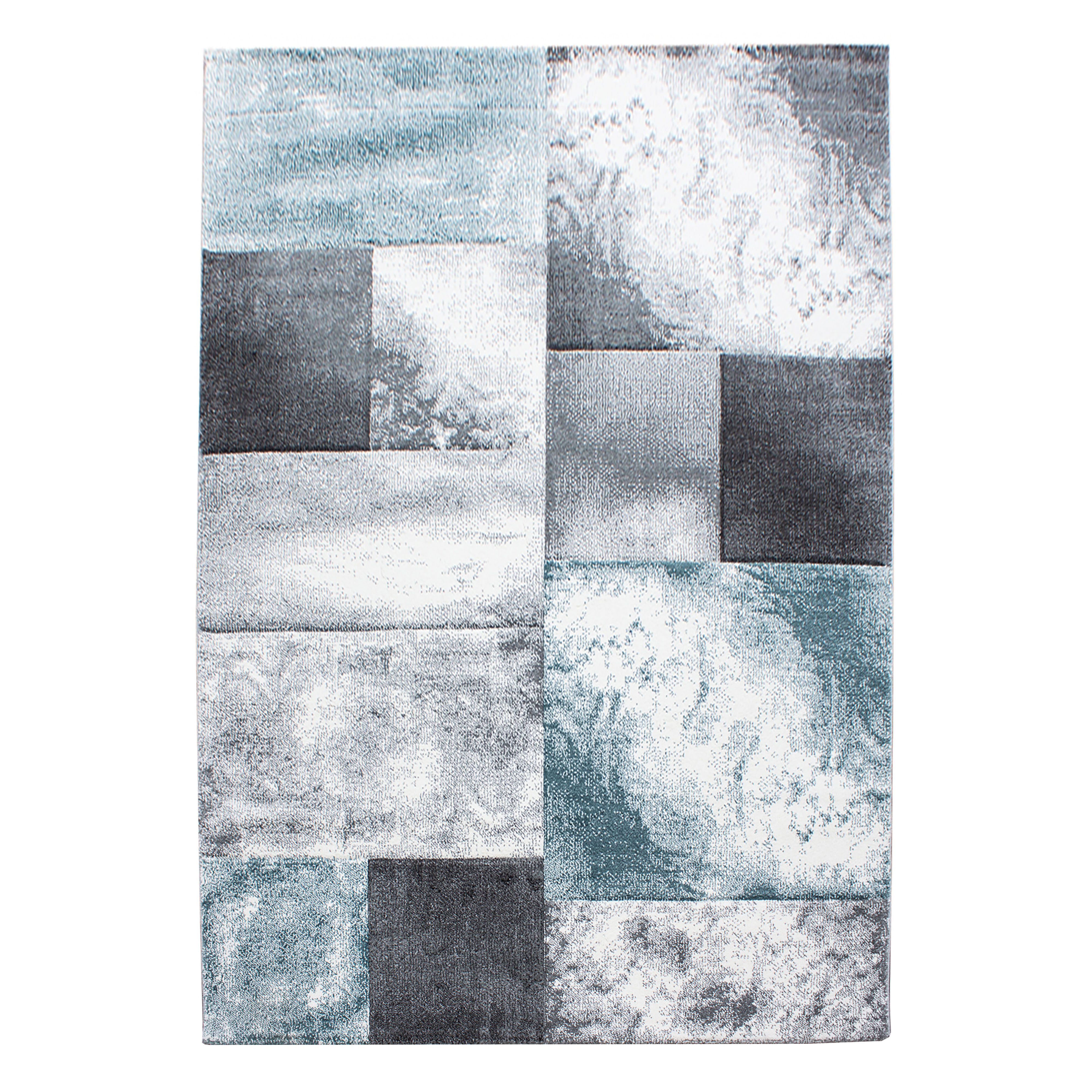 Hawaii Tetris teppich kurzflor rechteckig 280x370cm blau