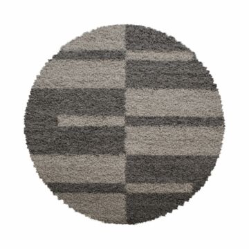 Gala Shaggy teppich hochflor rund Ø 120cm taupe